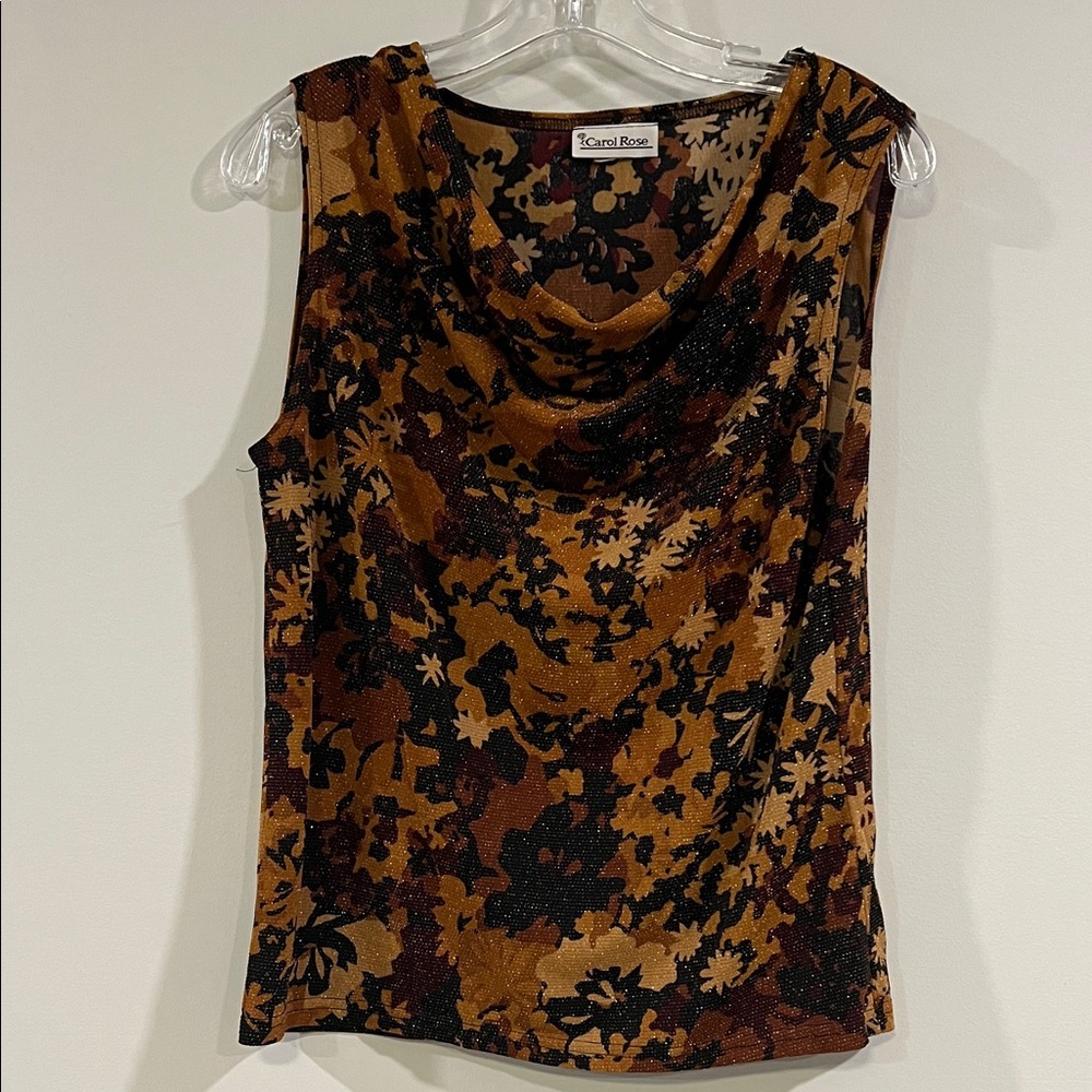 Carol Rose Autumn Floral‎ Cowl Neck Top